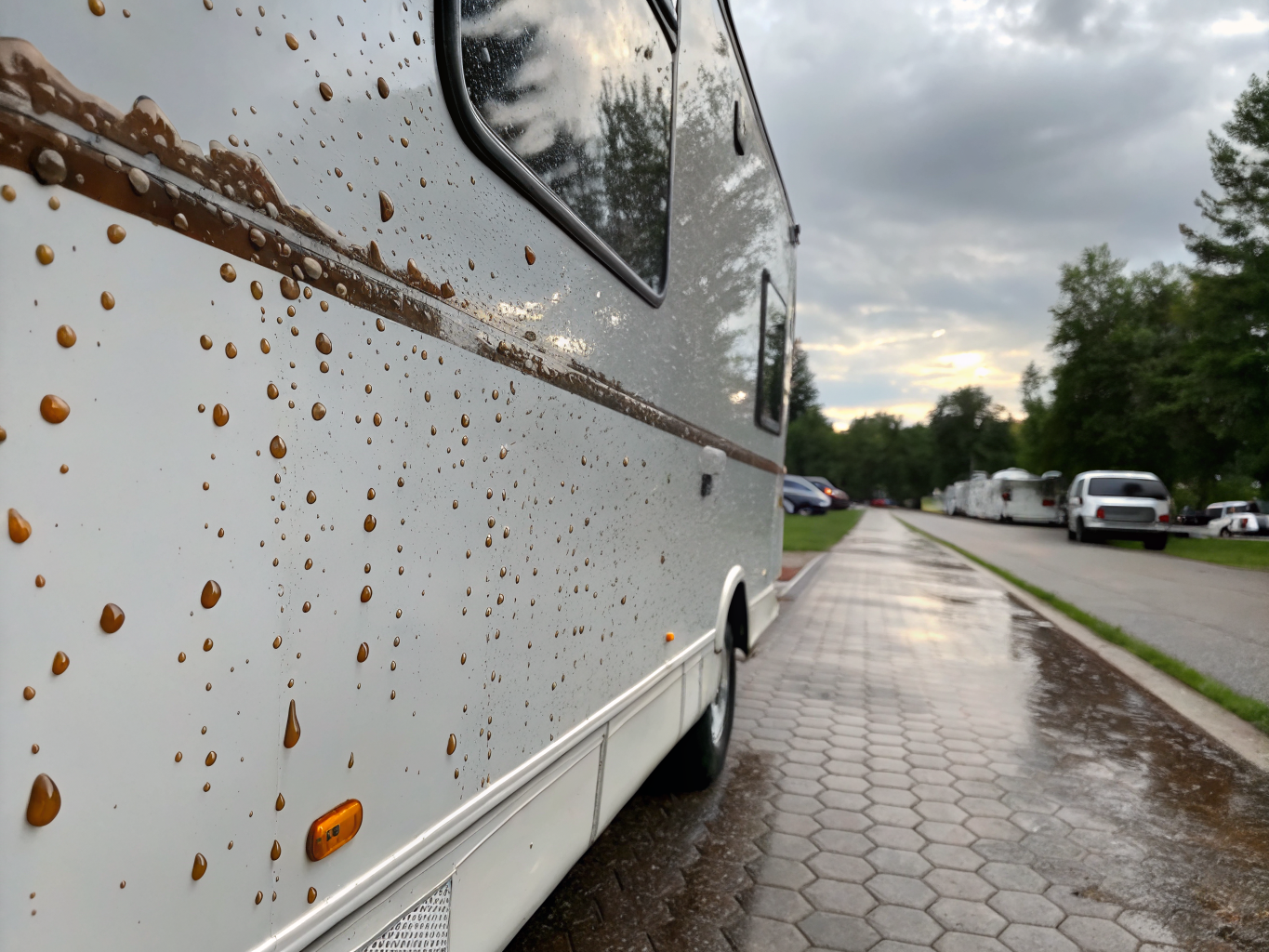 Wasserflecken auf Camper Oberfläche